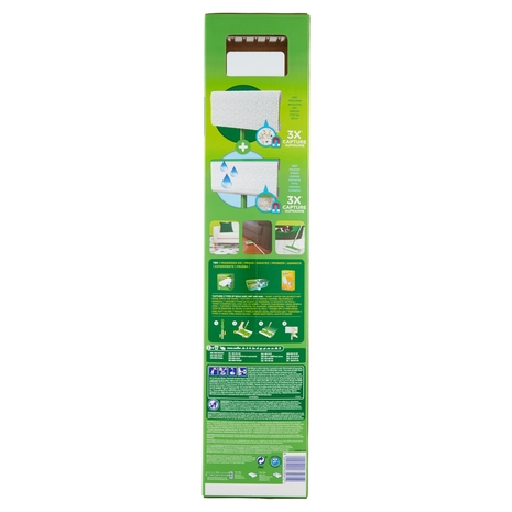 Swiffer Starter Kit Preassemblato-Scopa con 1Manico+8Panni Catturapolvere+3Panni Umidi Lavapavimenti